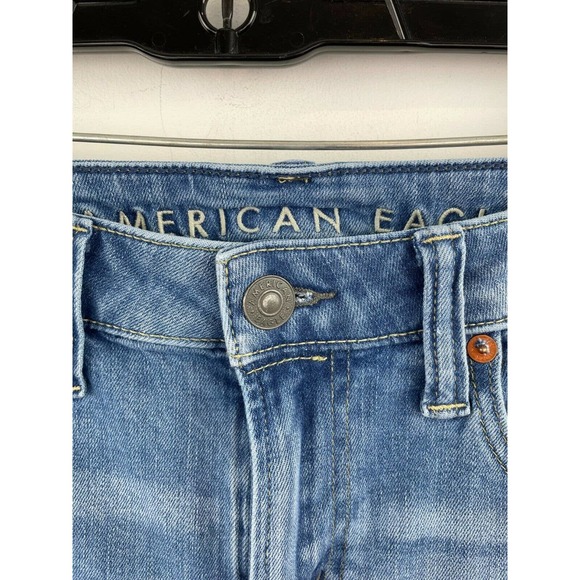 American Eagle 31x32 Skinny Jeans Raw Hem B44-02 Light Wash Mid Rise Flex - Picture 5 of 11